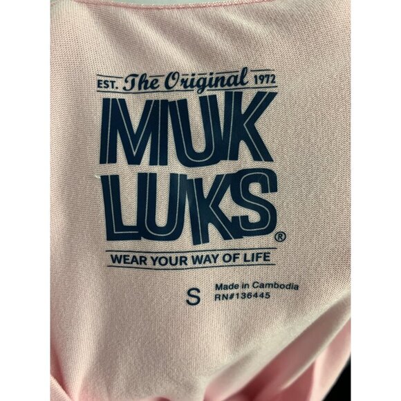 Muk Luks Womens Small Pink V-Neck T-Shirt - Picture 4 of 4